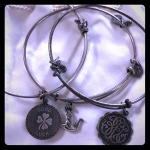 Three Alex and Ani silver bangles